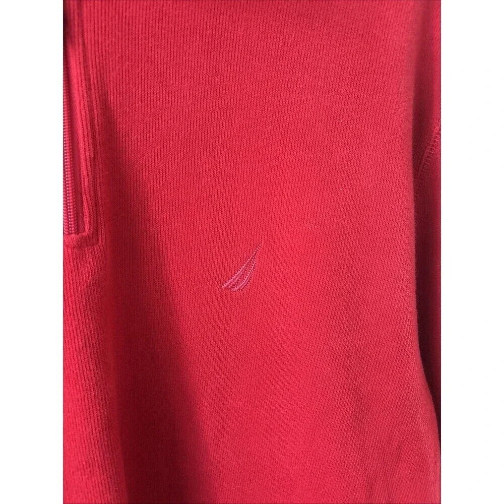 Nautica Men’s XXL Red Quarter Zip Knit Sweater Pullover Classic Cotton